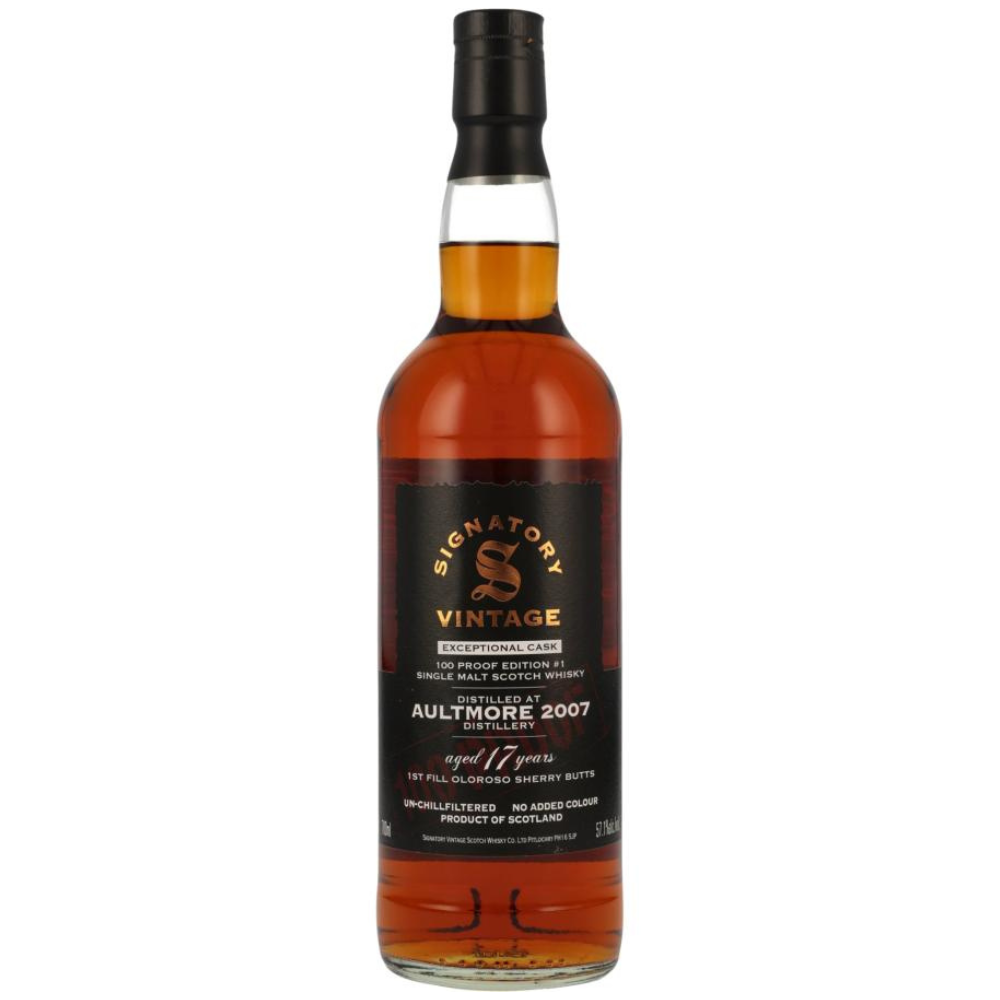 Signatory Aultmore 17 Year Old 2007 100 Proof Exceptional Cask